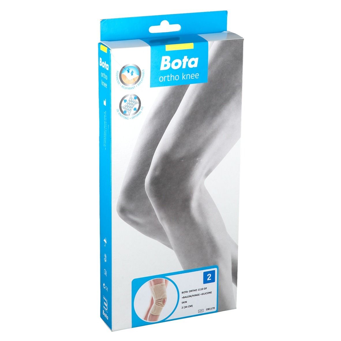 Boîte Bota Ortho genou, taille 2. Image d'un genou sur l'emballage.