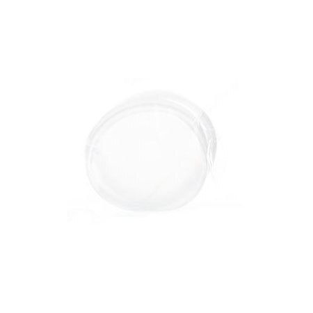 Transparante, ronde kom verpakt in folie. Product voor borstvoeding.