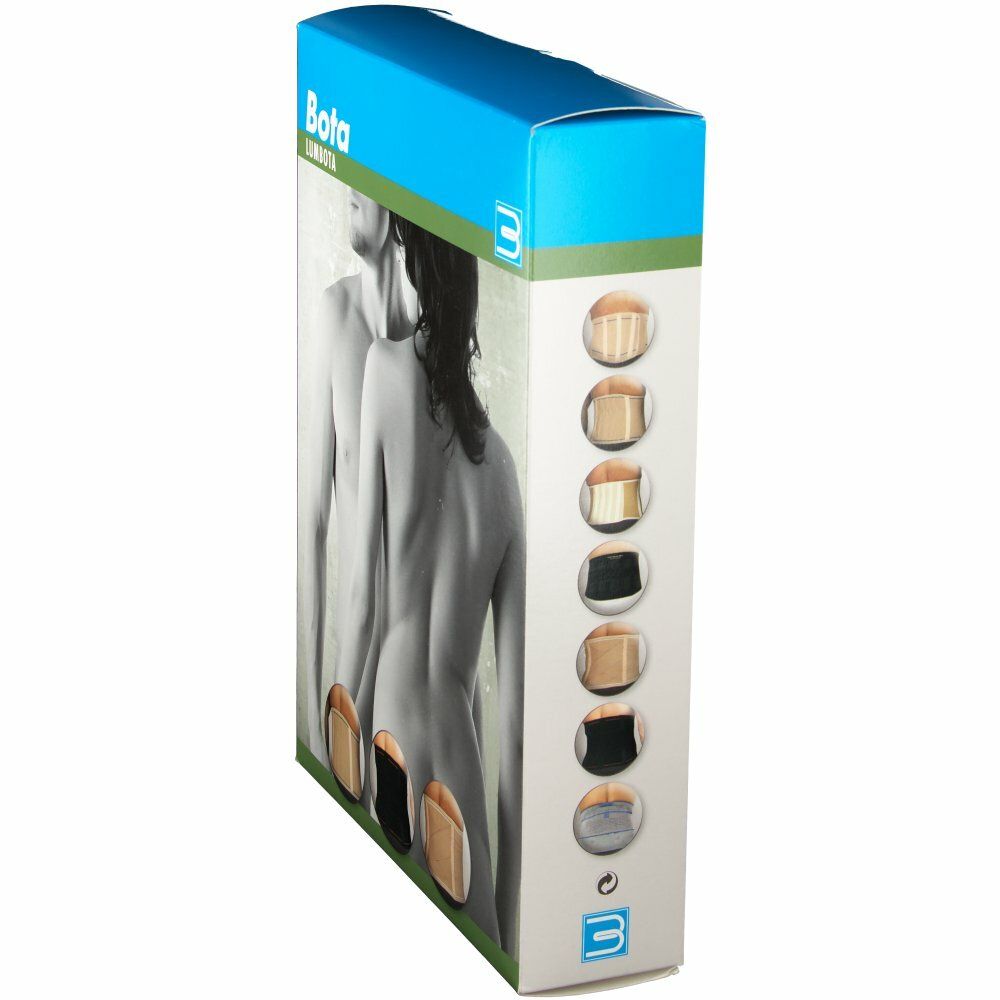 Emballage du produit avec illustrations du produit en différentes couleurs. Bota Lumbota.