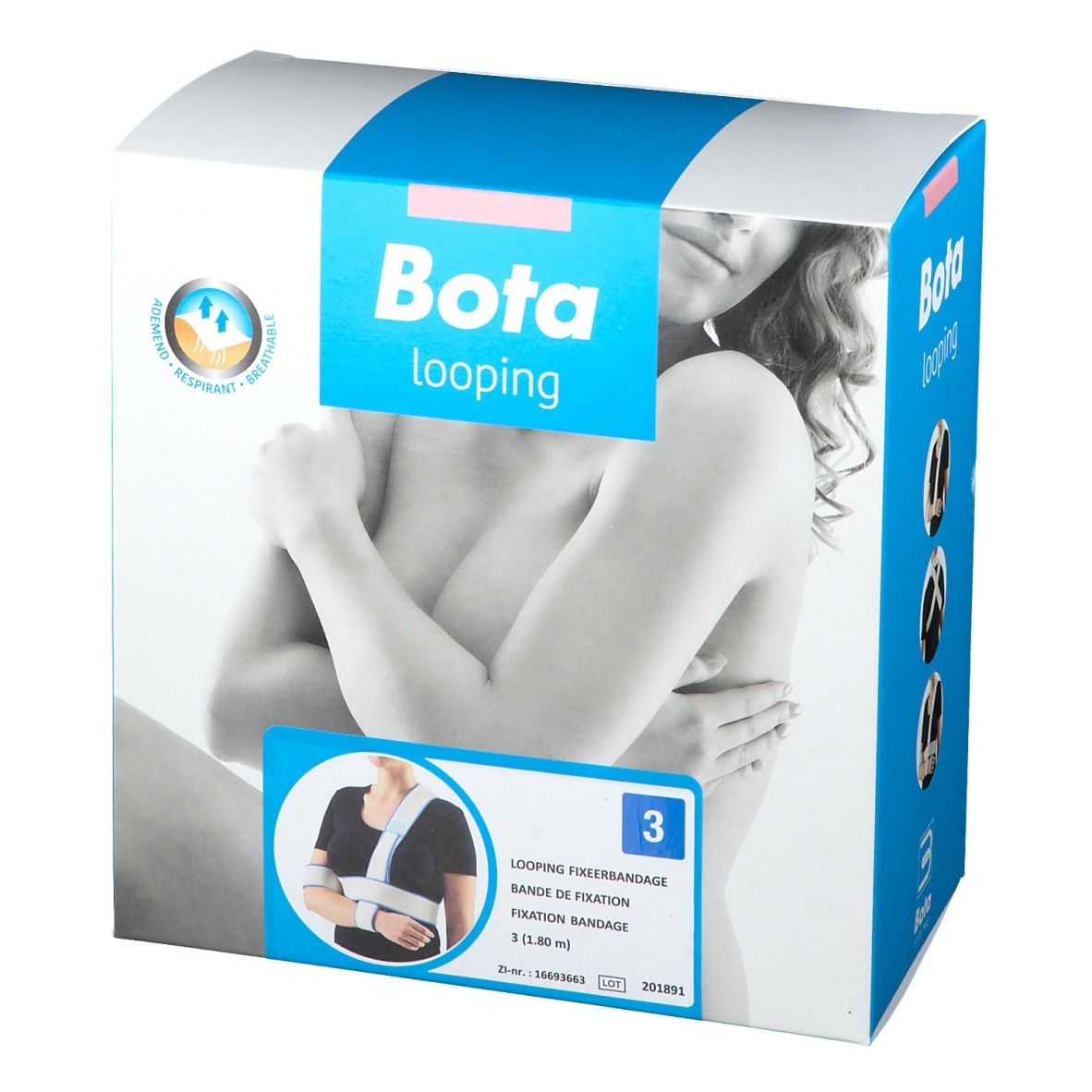 Emballage de Bota looping. Inscription: 3, illustration du produit, logo, nom du produit.