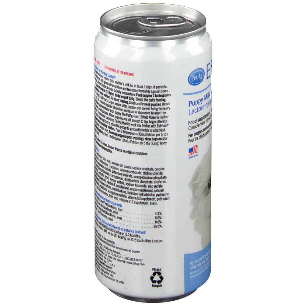 Boîte ESBILAC®. Dos. Texte: Ingrédients, informations nutritionnelles, symbole de recyclage.