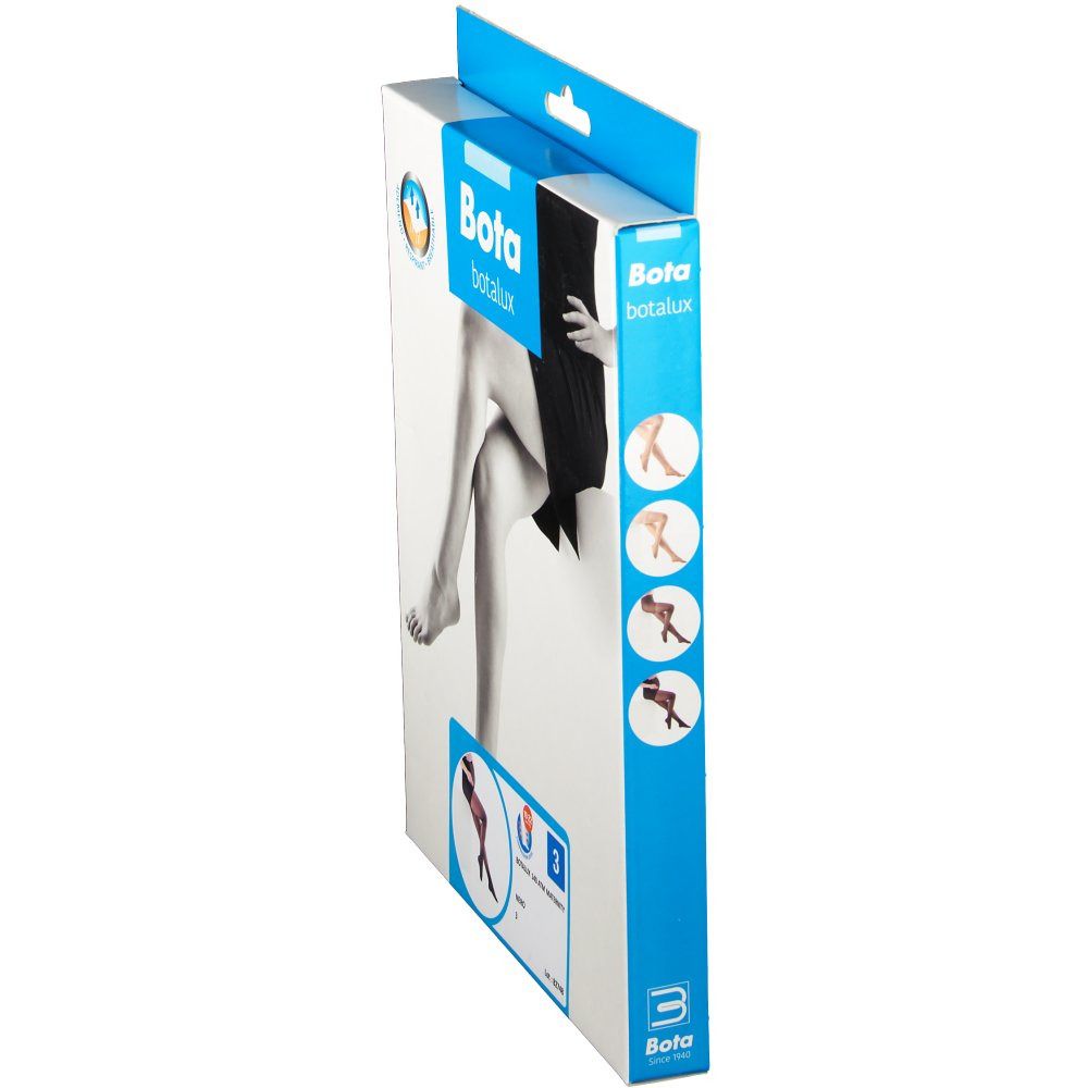 Verpackung von Bota Botalux. Seitenansicht. Abbildung von Beinen.