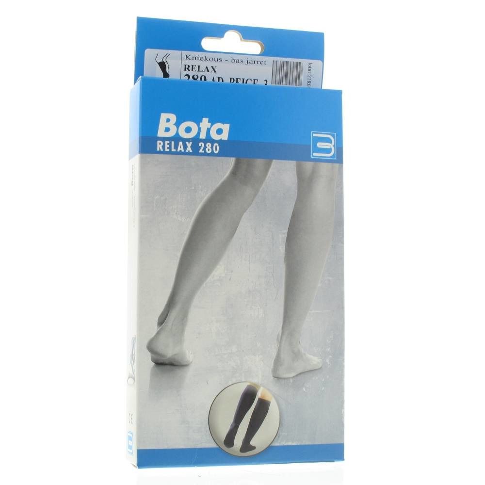 Verpakking met Bota Relax 280. Afbeelding van benen op de verpakking. Productnaam en merk zichtbaar.