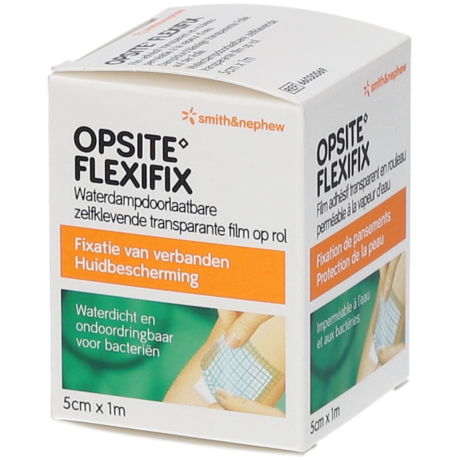 Opsite Flexifix, waterdampdoorlaatbare zelfklevende transparante film op rol. 5cm x 1m. Fixatie van verbanden. Huidbescherming.