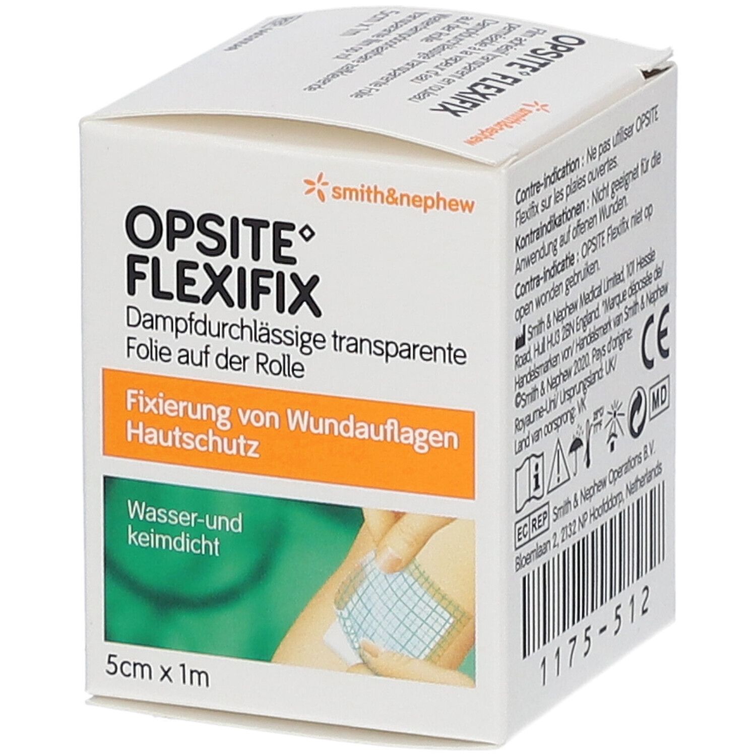 Opsite Flexifix, waterdampdoorlaatbare transparante film op rol. 5cm x 1m. Fixatie van verbanden. Huidbescherming.