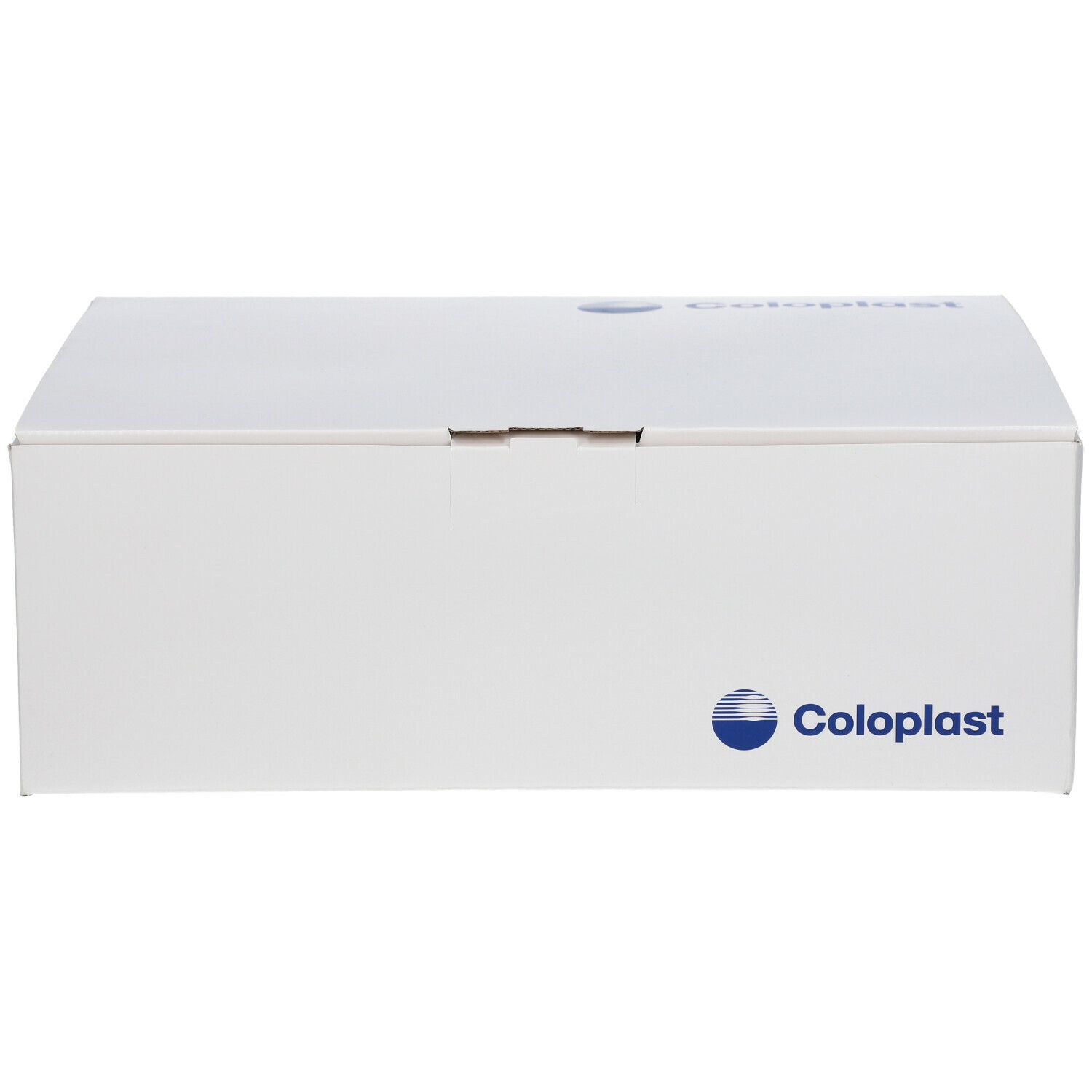Boîte blanche Coloplast. Logo bleu. Emballage fermé.