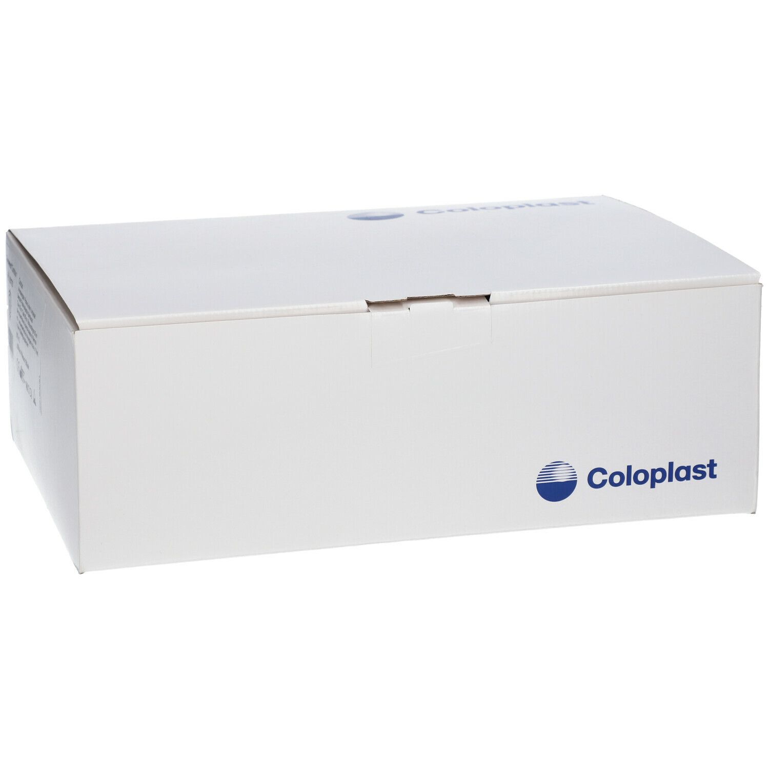 Boîte blanche Coloplast. Logo bleu. Emballage fermé.