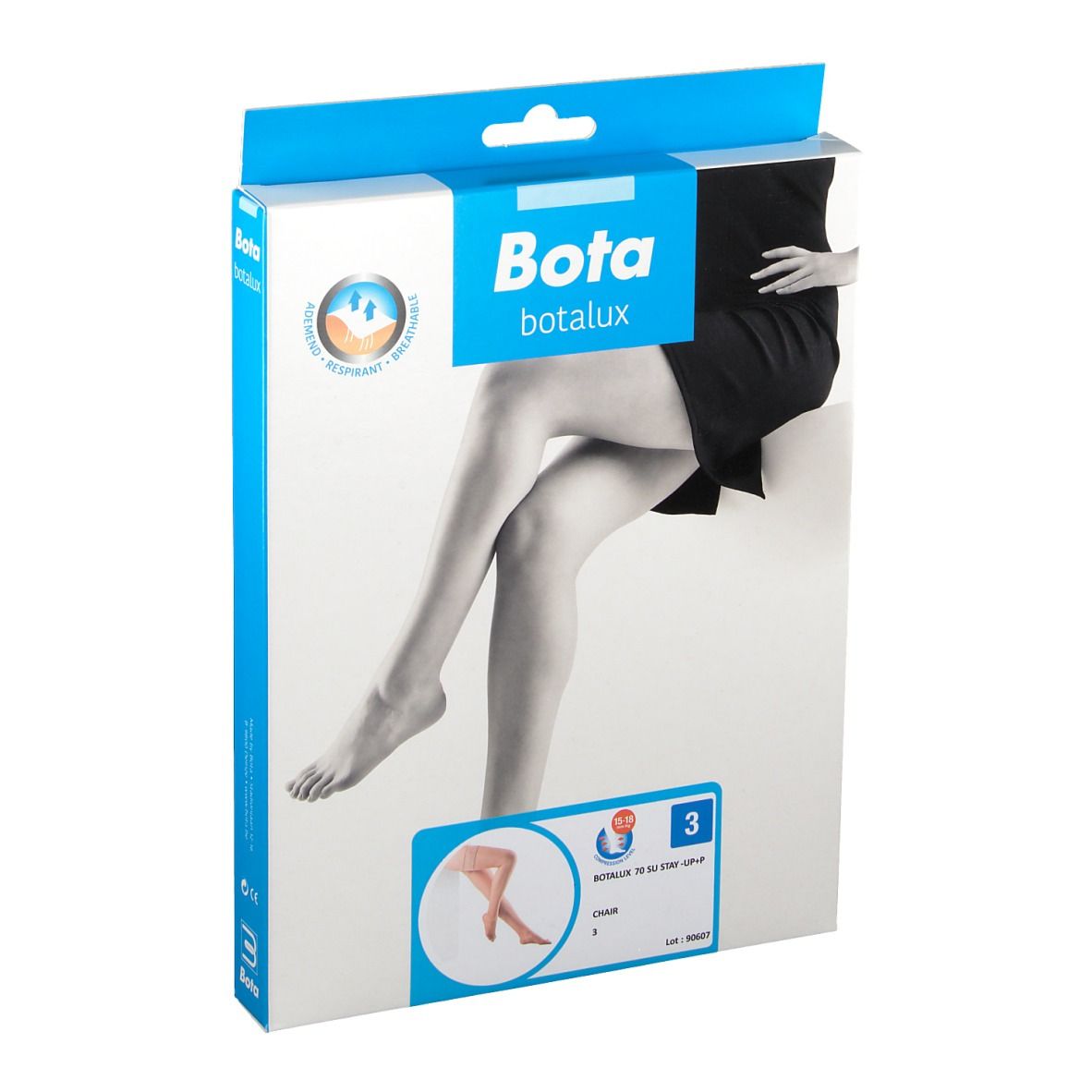 Boîte Bota Botalux 70 Stay-up SU +P Taille 3. Image du produit sur l'emballage. Marque et nom visibles. Taille 3.