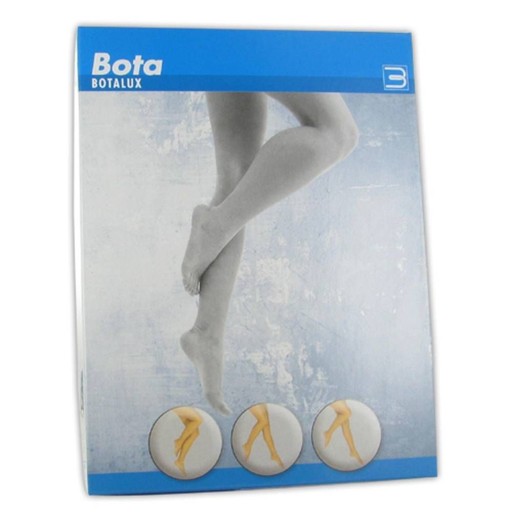 Emballage avec image de jambes. Logo "Bota" et "Botalux".