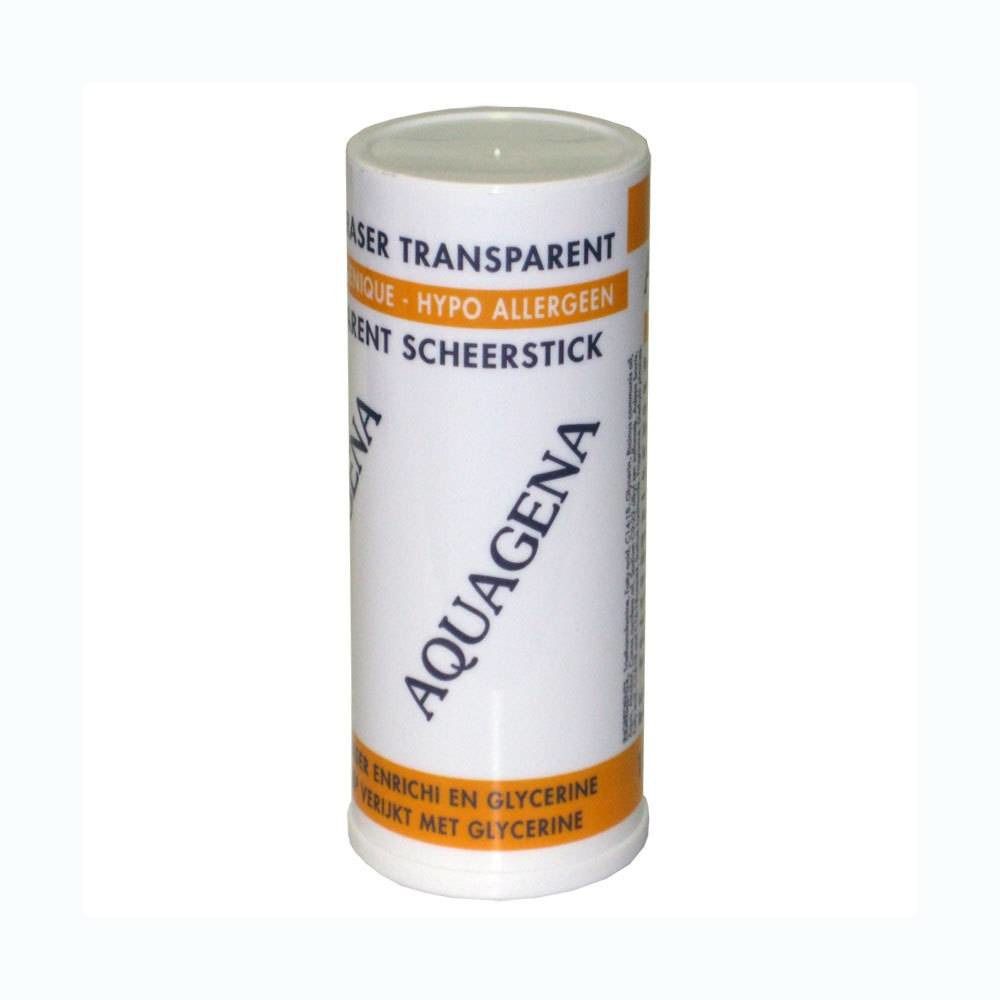 Emballage cylindrique blanc. Inscriptions: AQUAGENA, hypoallergénique, avec glycérine. Couvercle transparent.