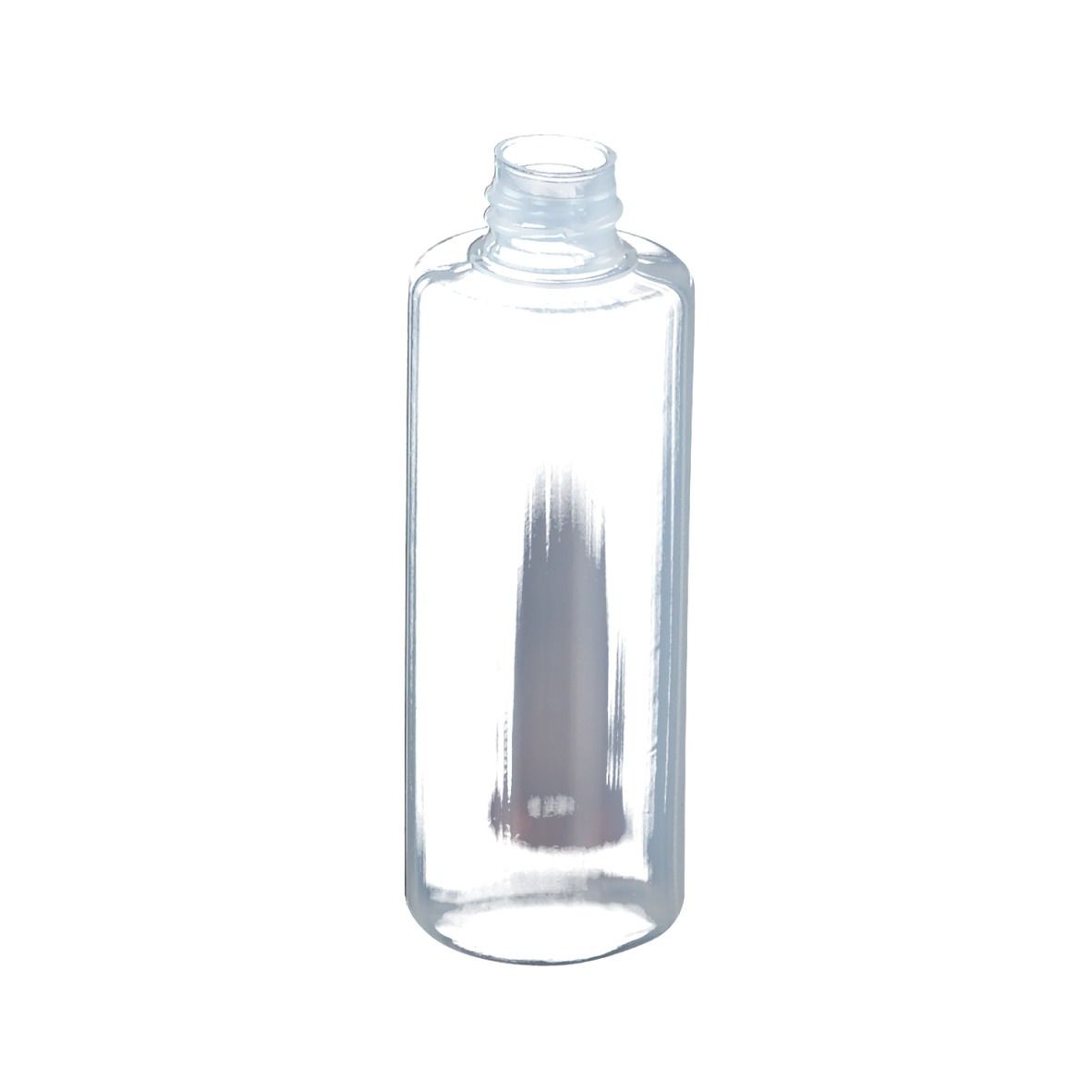 Transparente Flasche mit Schraubverschluss. Zylindrische Form. Ohne Sauger.