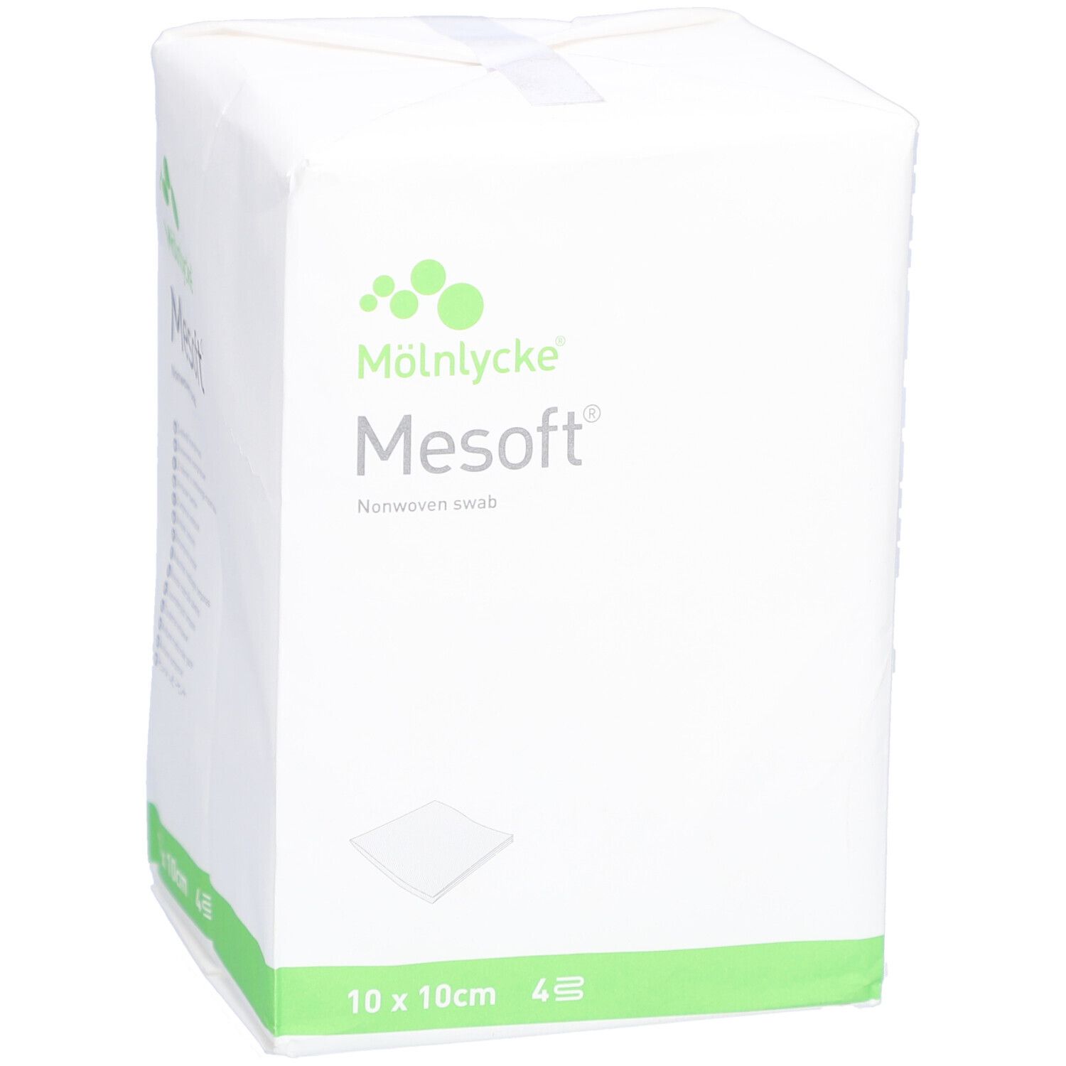 Mölnlycke Mesoft Vlieskompresse, 10x10cm, 4 Stück.