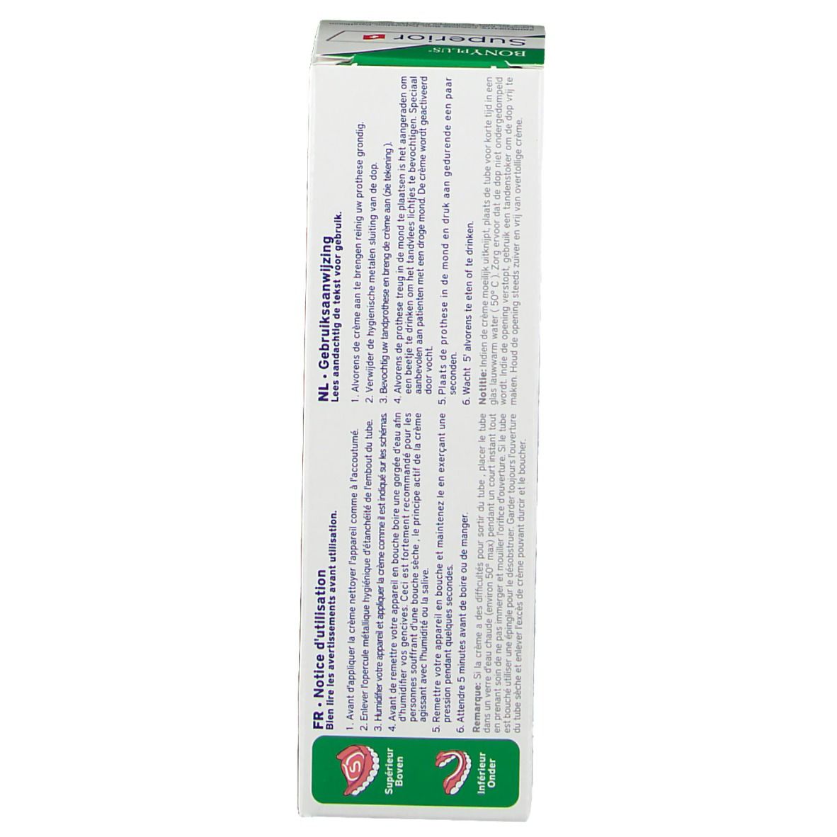 Boîte, côté. Texte: Gebrauchsanweisung, Notice d'utilisation.