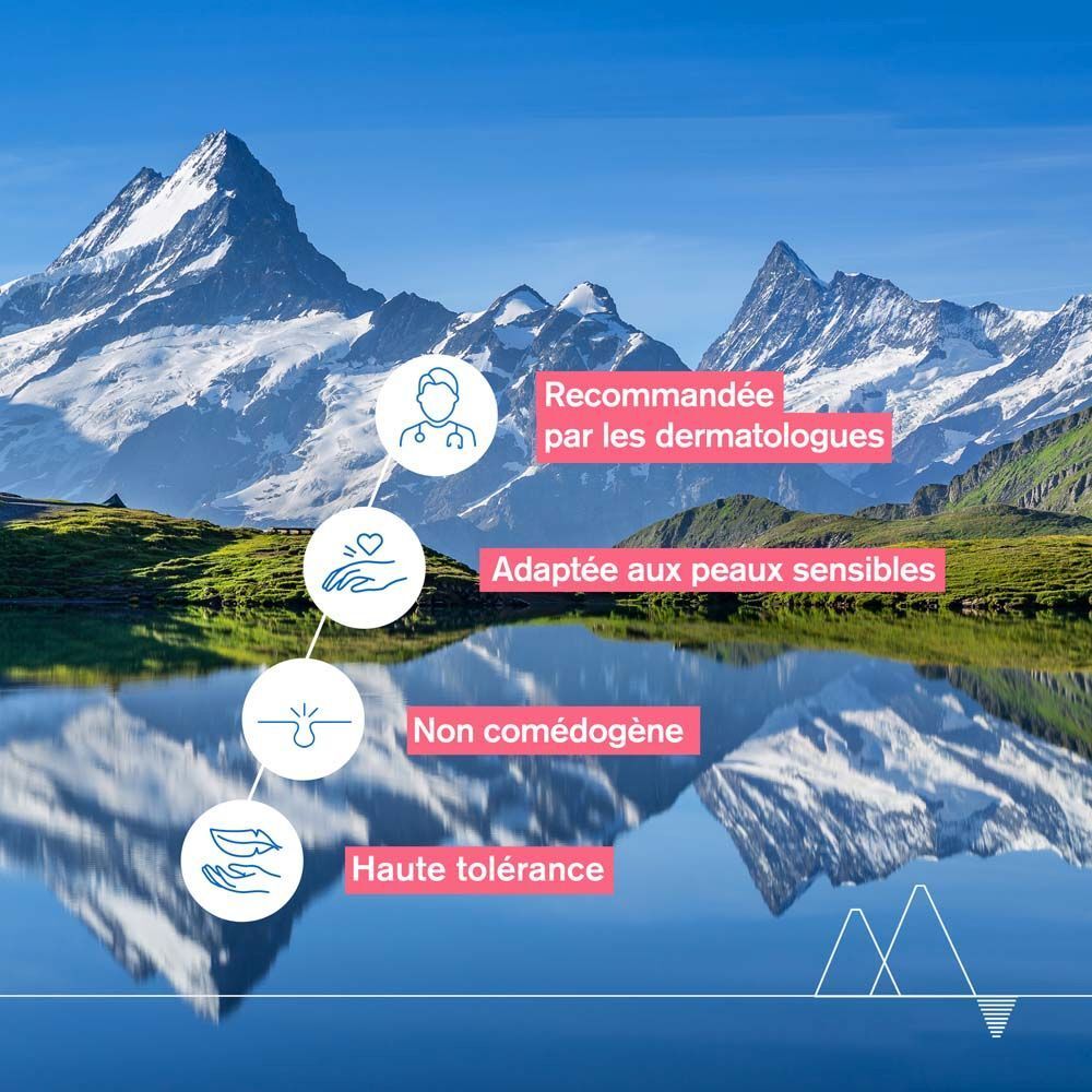 Paysage avec montagnes. Texte en français. Nom du produit non visible.