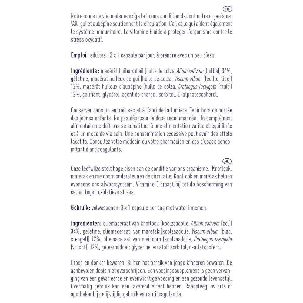 Instructions en français et néerlandais. Informations sur l'utilisation et les ingrédients. Pour adultes.