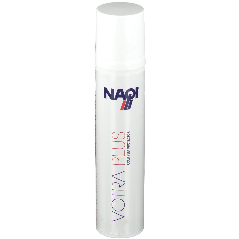 Flacon blanc NAQI® Votra Plus avec bouchon pulvérisateur. Nom et logo du produit visibles.