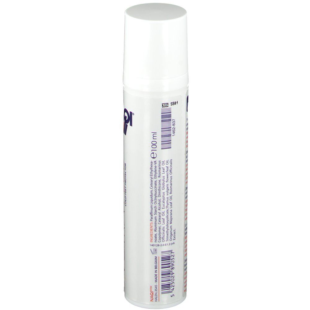 Dos du flacon NAQI® Votra Plus. Ingrédients et informations imprimés.