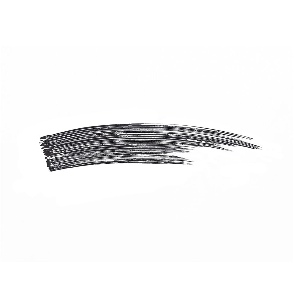 Zwarte mascara streep op witte achtergrond.