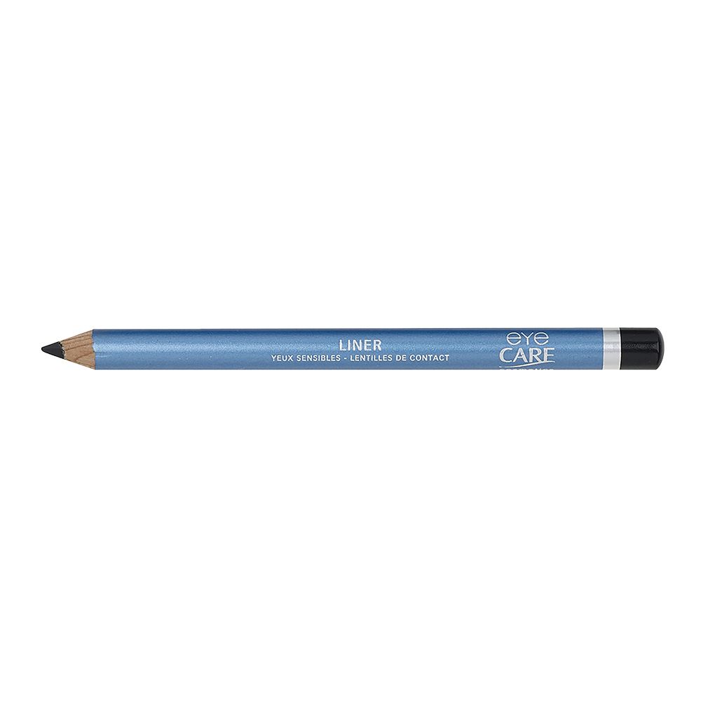 Crayon pour les yeux bleu avec pointe noire. Inscription: LINER, EYE CARE. Pour yeux sensibles et porteurs de lentilles.