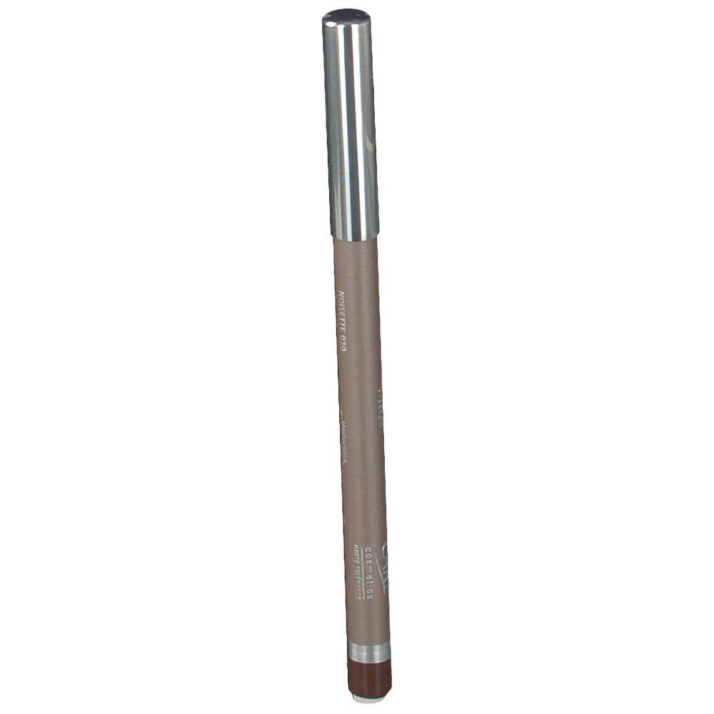 Crayon à sourcils avec capuchon argenté. Inscription: Sepphapharm. Couleur: Noisette 02C.