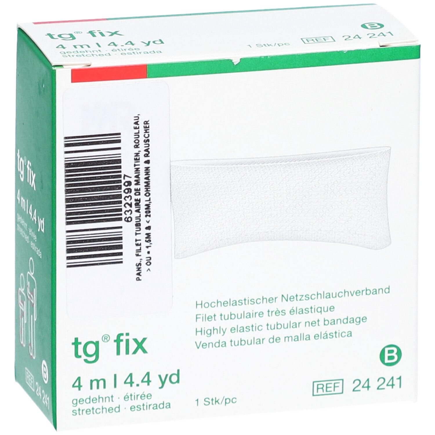 tg® fix, 4 m, emballage vert. Filet tubulaire très élastique. 1 pièce/pc.