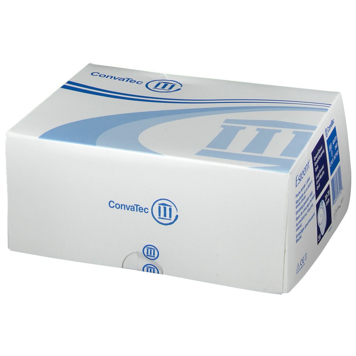 Witte Convatec-verpakking, blauw logo. Productinformatie op de zijkant.