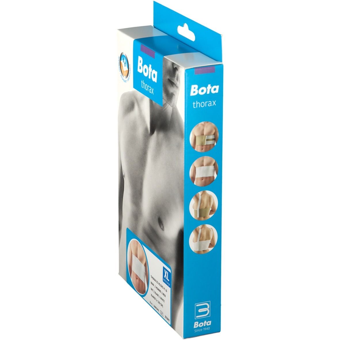 Boîte Bota Thorax Belt ES Men XL, vue latérale. Images du produit et informations de taille. Taille XL.
