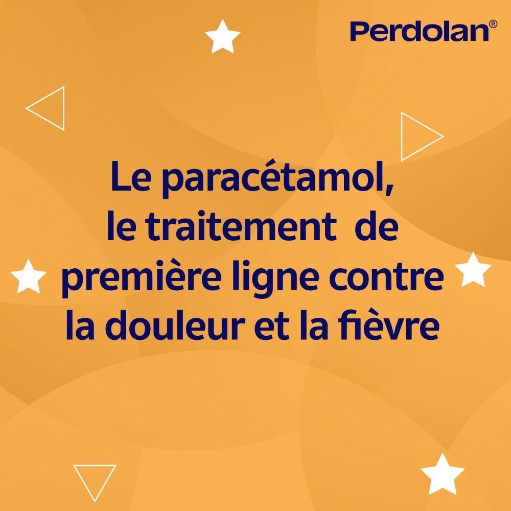 Fond jaune avec étoiles et texte : Le paracétamol, le traitement de première ligne contre la douleur et la fièvre.