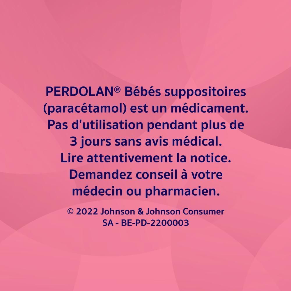 Publicité avec mère et bébé. Texte : Douleur ou fièvre chez les enfants ? Heureusement, il y a Perdolan® !