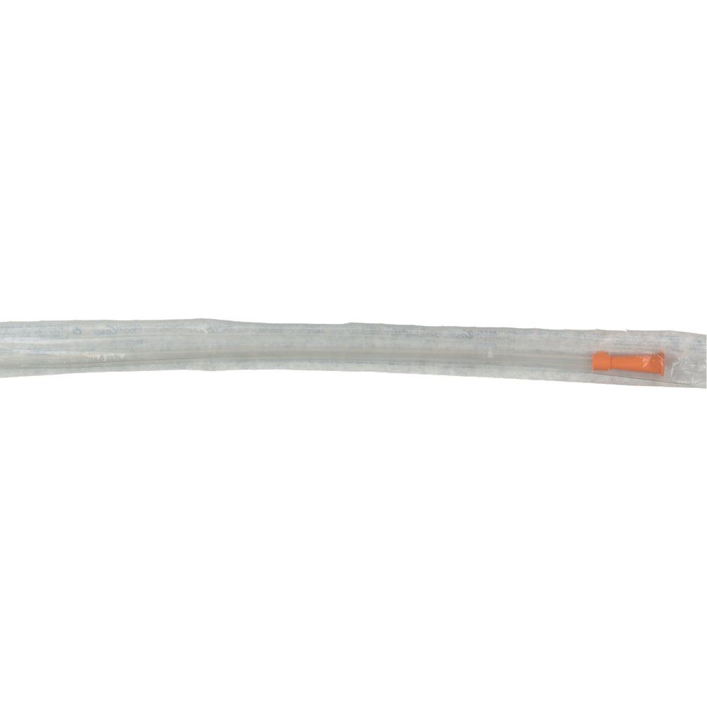 Kanüle in steriler Verpackung. Orangefarbener Verschluss. Transparente Verpackung.