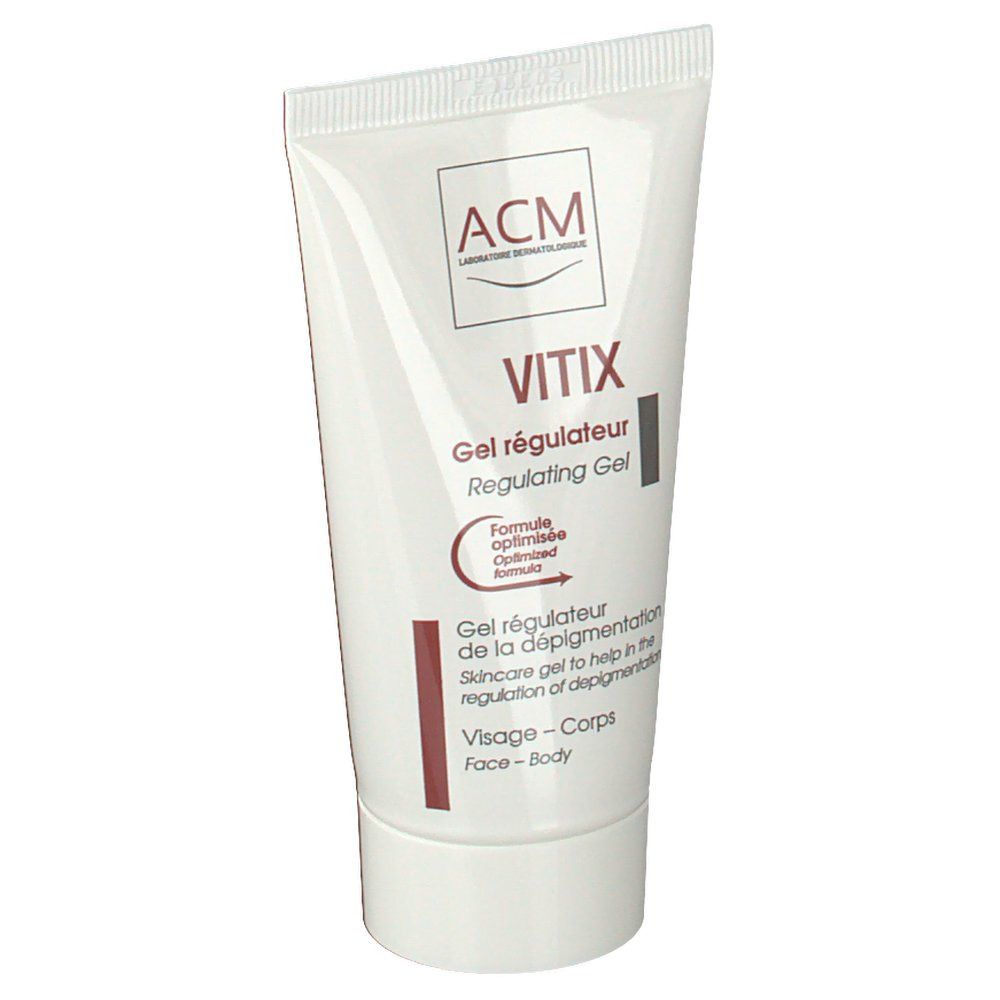 Weiße Tube mit roter und grauer Schrift. "ACM" und "VITIX" sind sichtbar.
