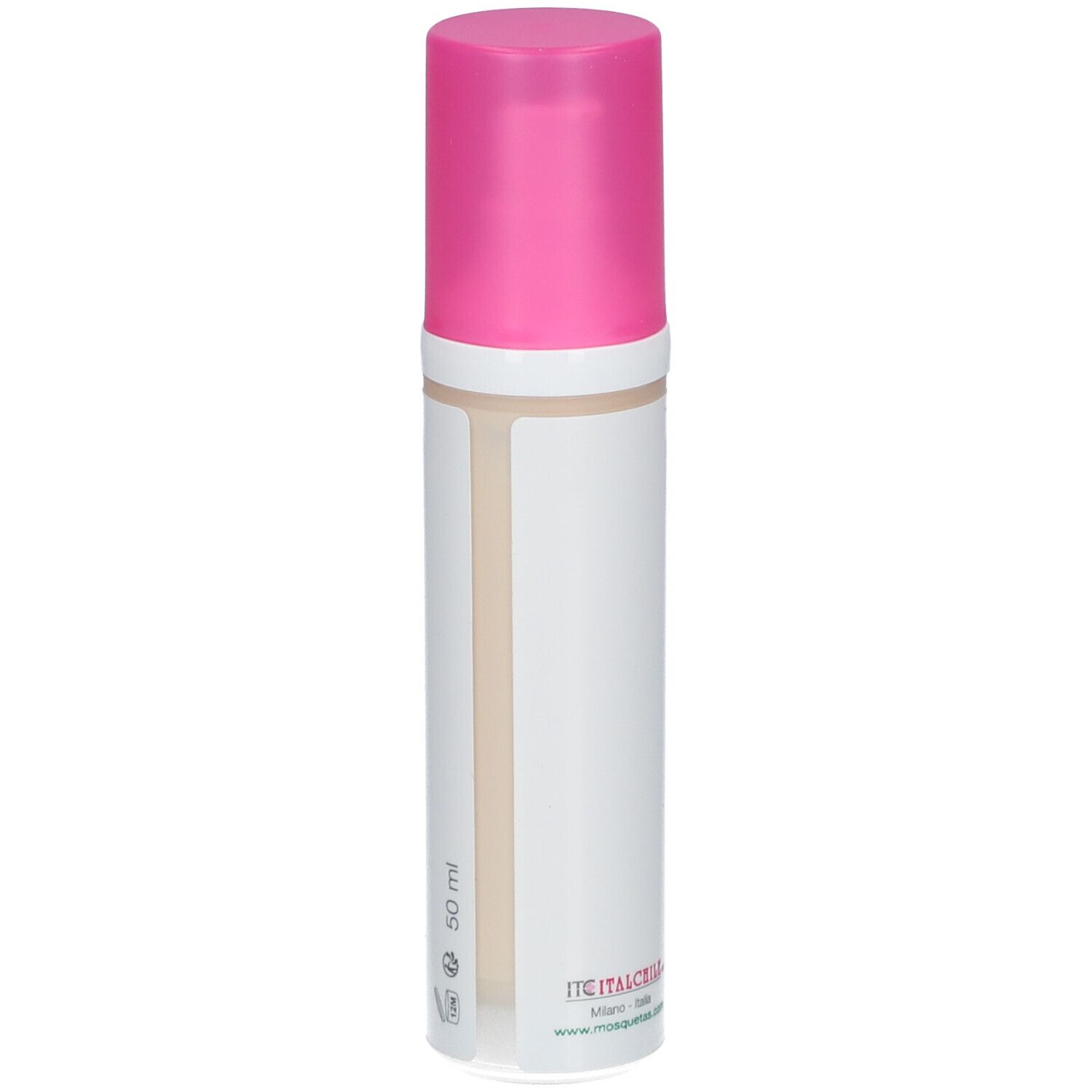 Tube de crème avec bouchon rose. Dos avec inscriptions. 50 ml.