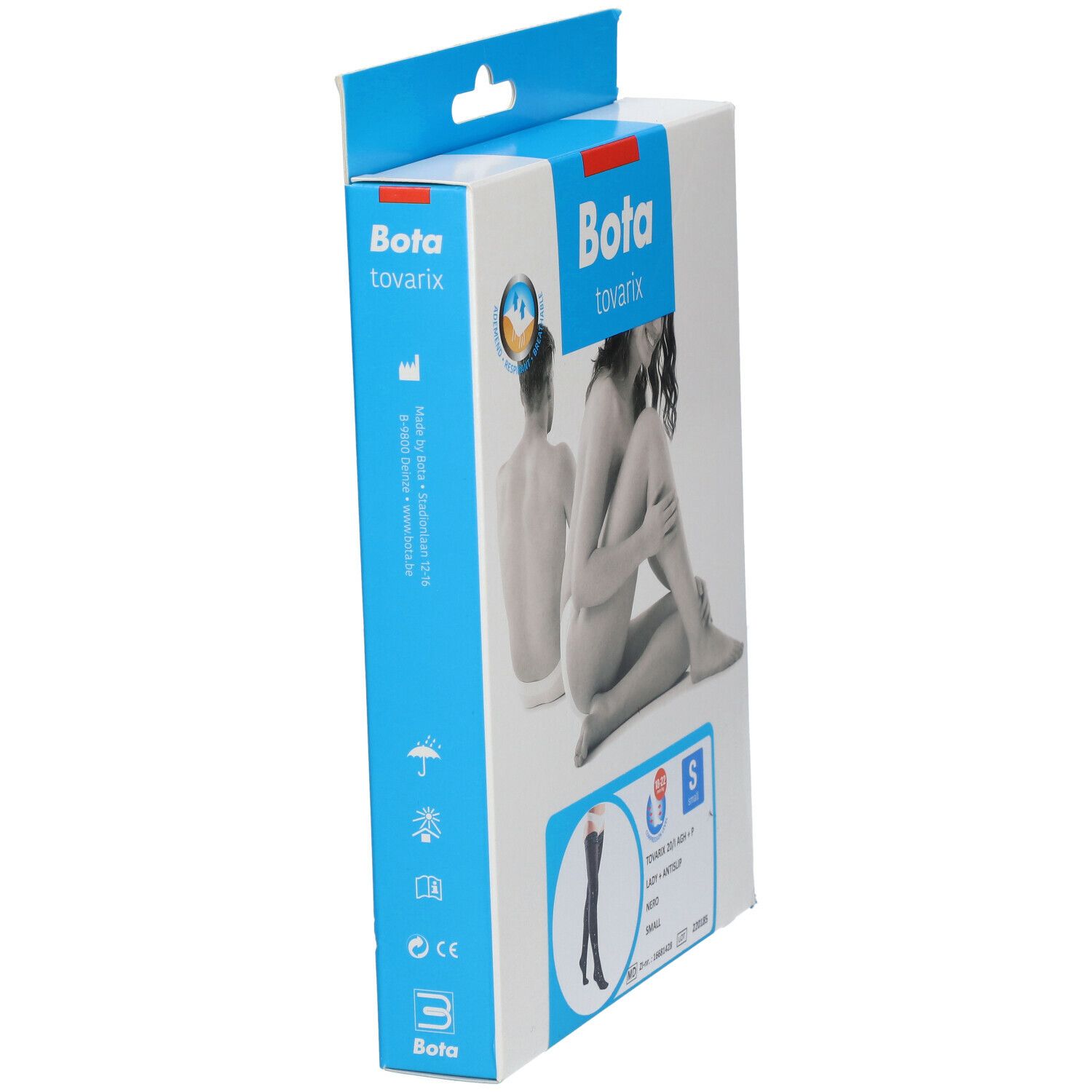 Boîte Bota Tovarix 20/I Lady Sock AGH +P Nero S. Vue latérale. Taille S. Illustration du produit et d'une femme.
