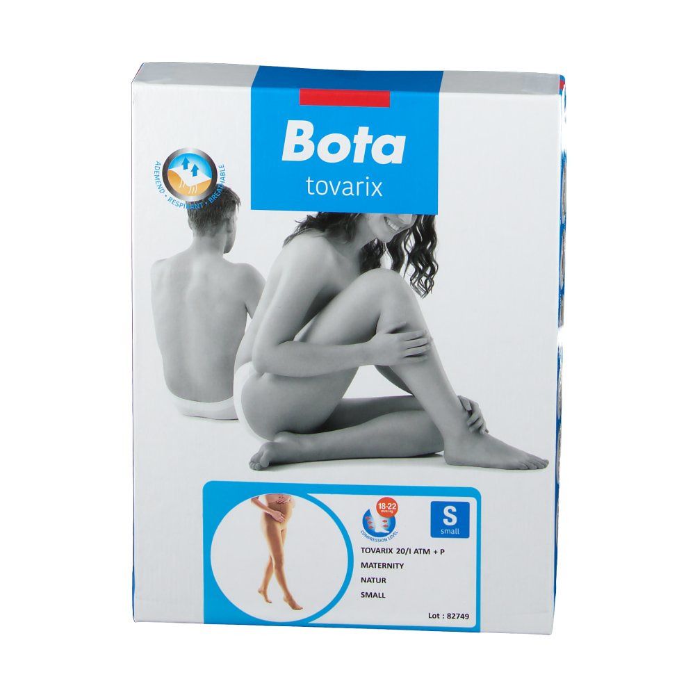 Verpackung von Bota tovarix 20/I ATM + P Natur Strumpfhose. Abbildung einer Frau. Größe S.