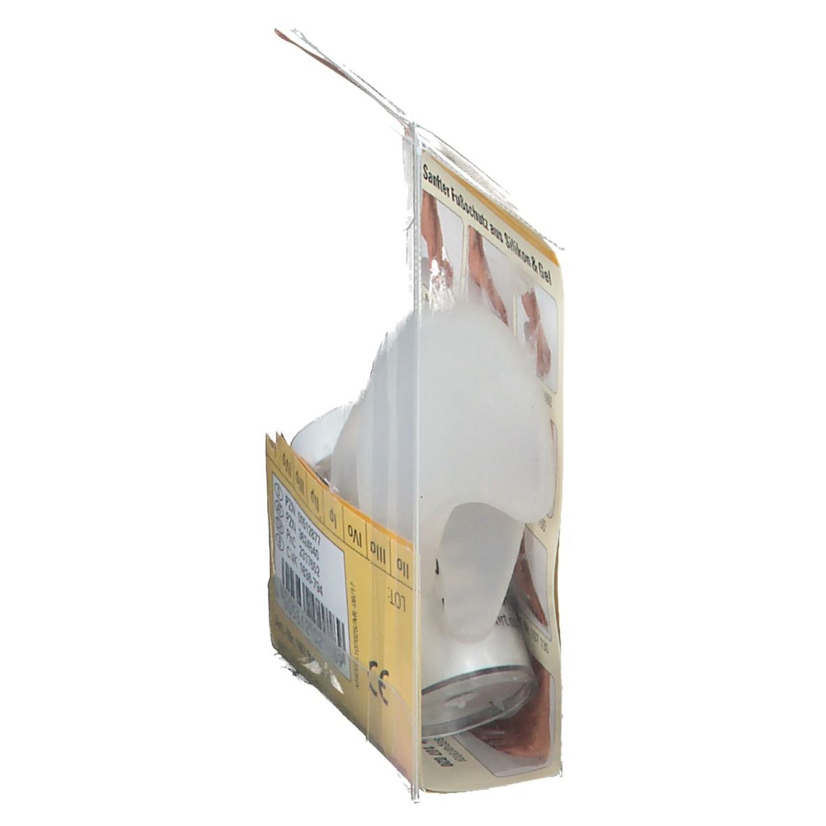 Emballage ouvert avec séparateurs d'orteils. Nom du produit : Pedi Soft. Marque : bort MEDICAL. Séparateurs en silicone visibles.