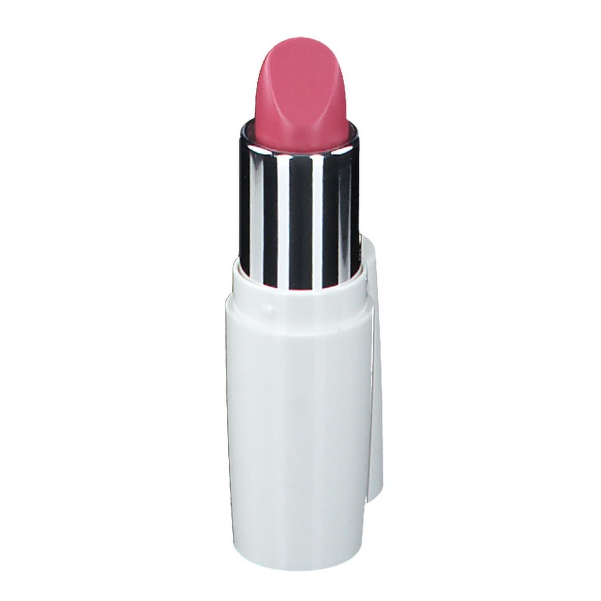 Rouge à lèvres rose clair, blanc. Tige argentée.