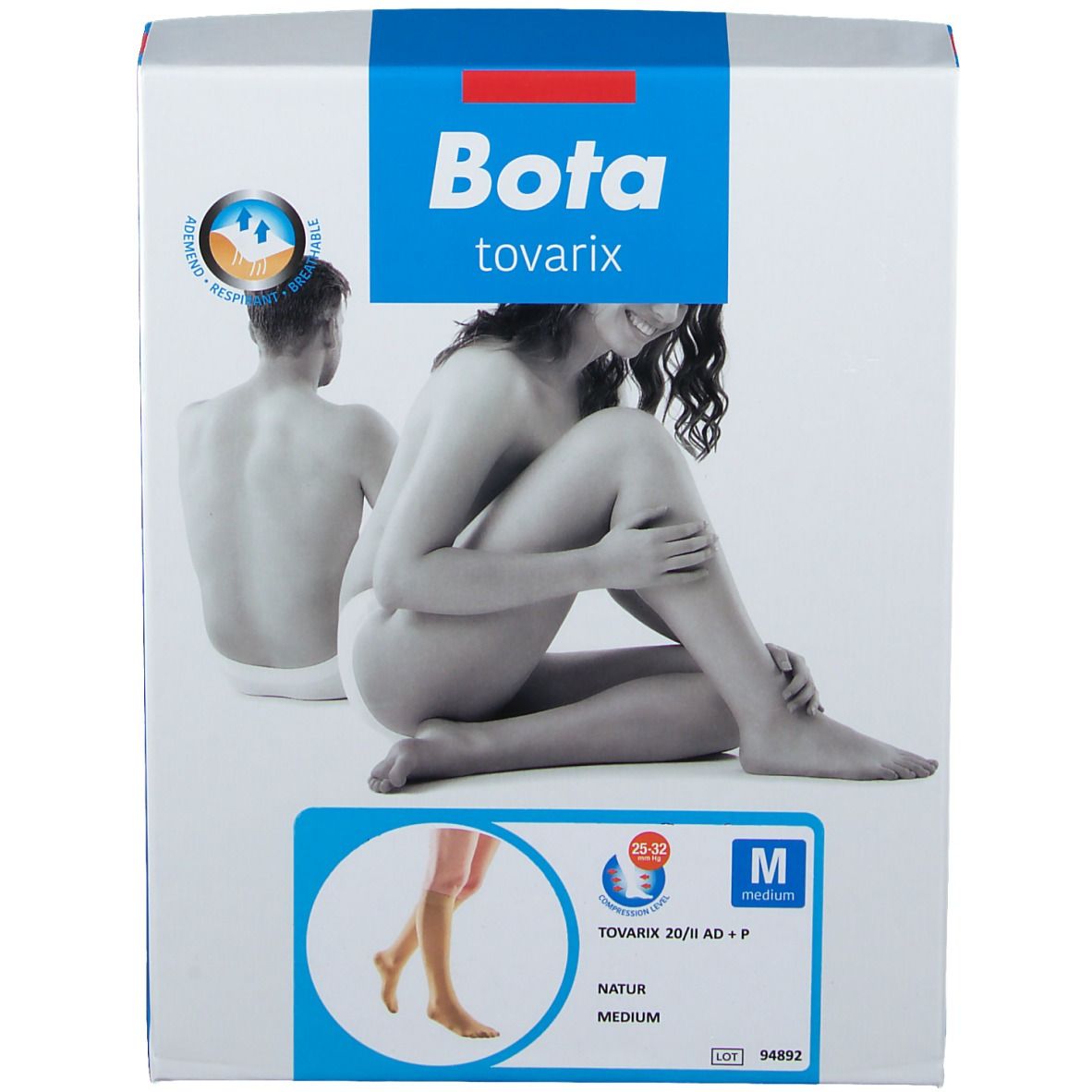 Verpakking van Bota Tovarix. Blauwe en witte doos met productafbeelding en informatie. Opschrift: Tovarix 20/II AD + P Natur Mittel.