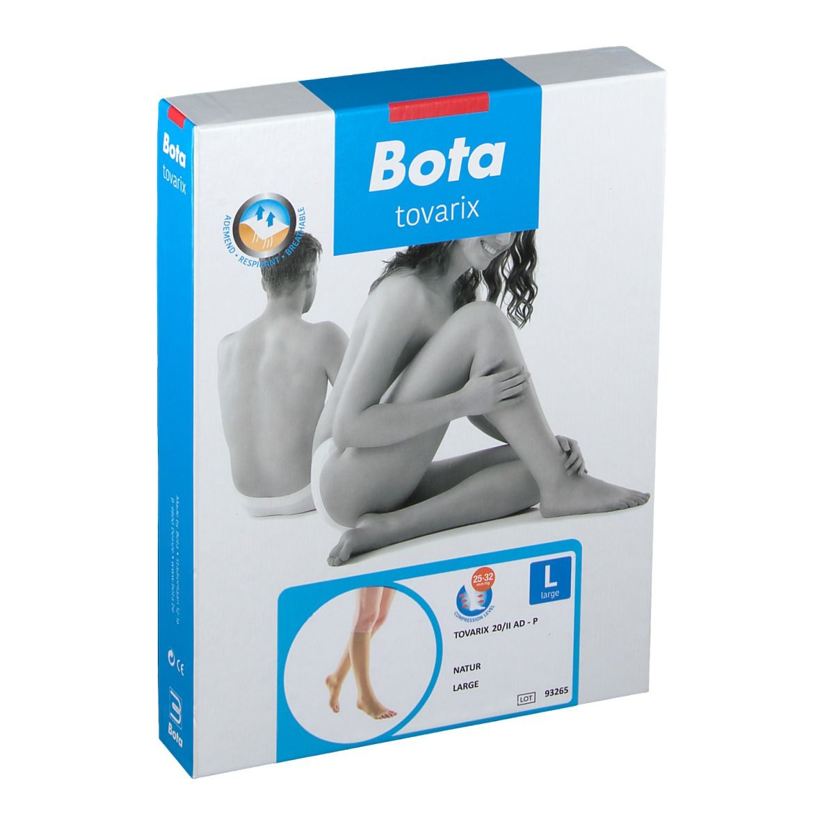 Emballage Bota tovarix. Femme et homme représentés. Inscriptions: Bota tovarix, Tovarix 20/ii AD-P, L, Natur, Large.