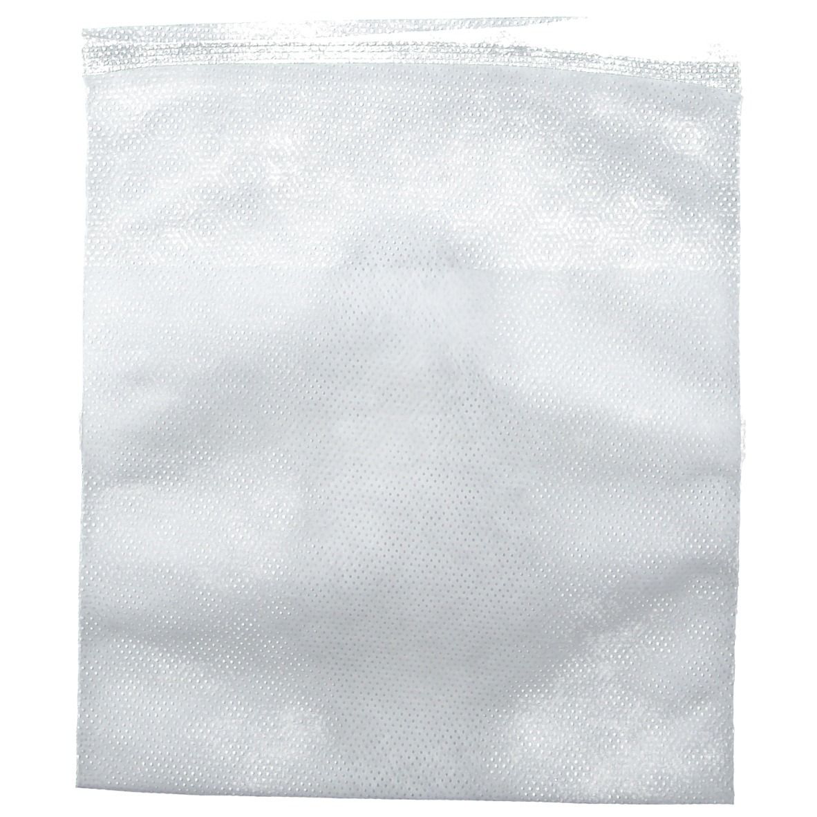 Produit blanc carré. Matériau fin et pointillé. Scellé en haut.