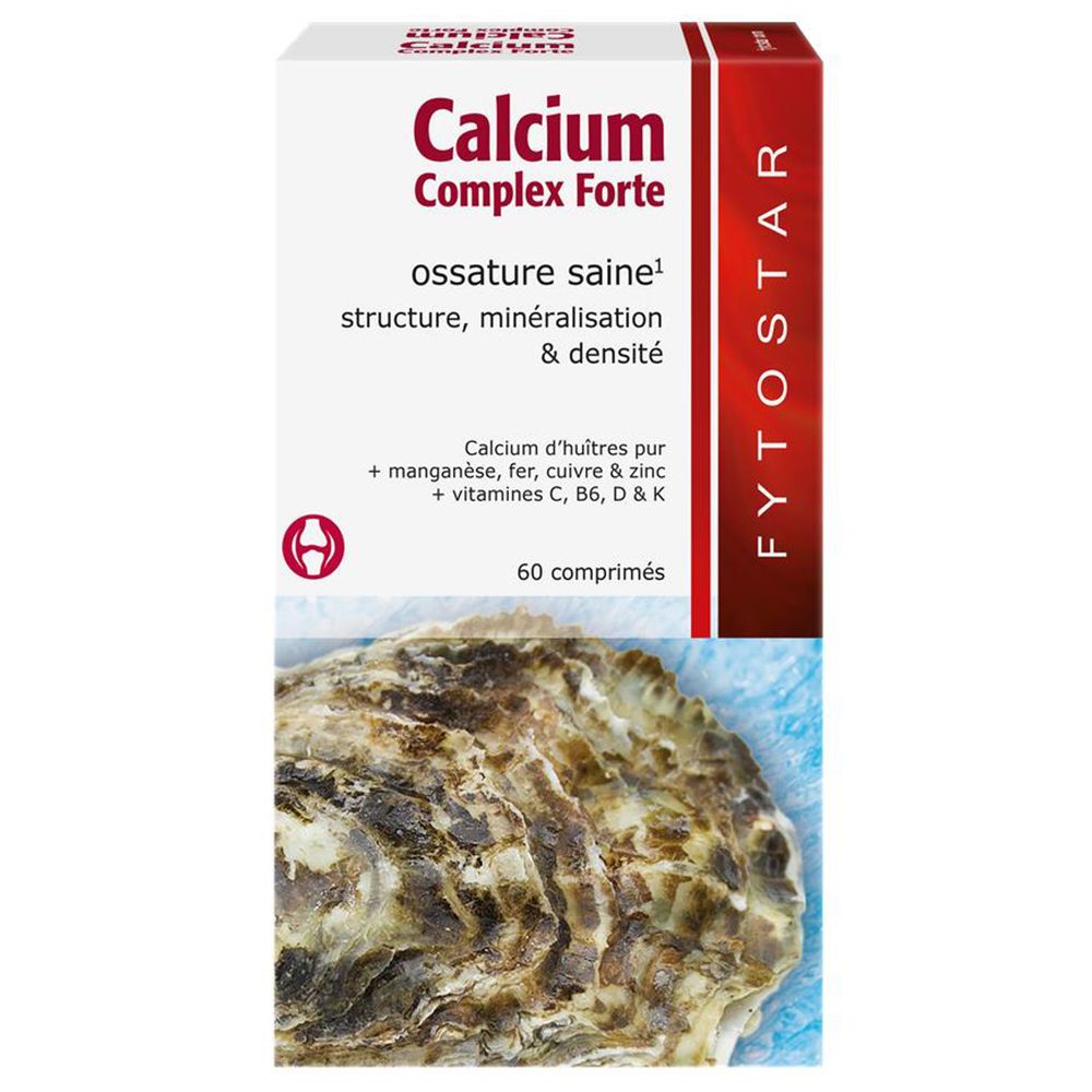 Doos Calcium Complex Forte. Opschrift: gezonde beenderen, structuur, mineralisatie & densiteit. 60 tabletten.