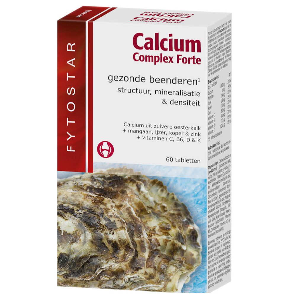 Doos Calcium Complex Forte. Opschrift: gezonde beenderen, structuur, mineralisatie & densiteit. 60 tabletten.