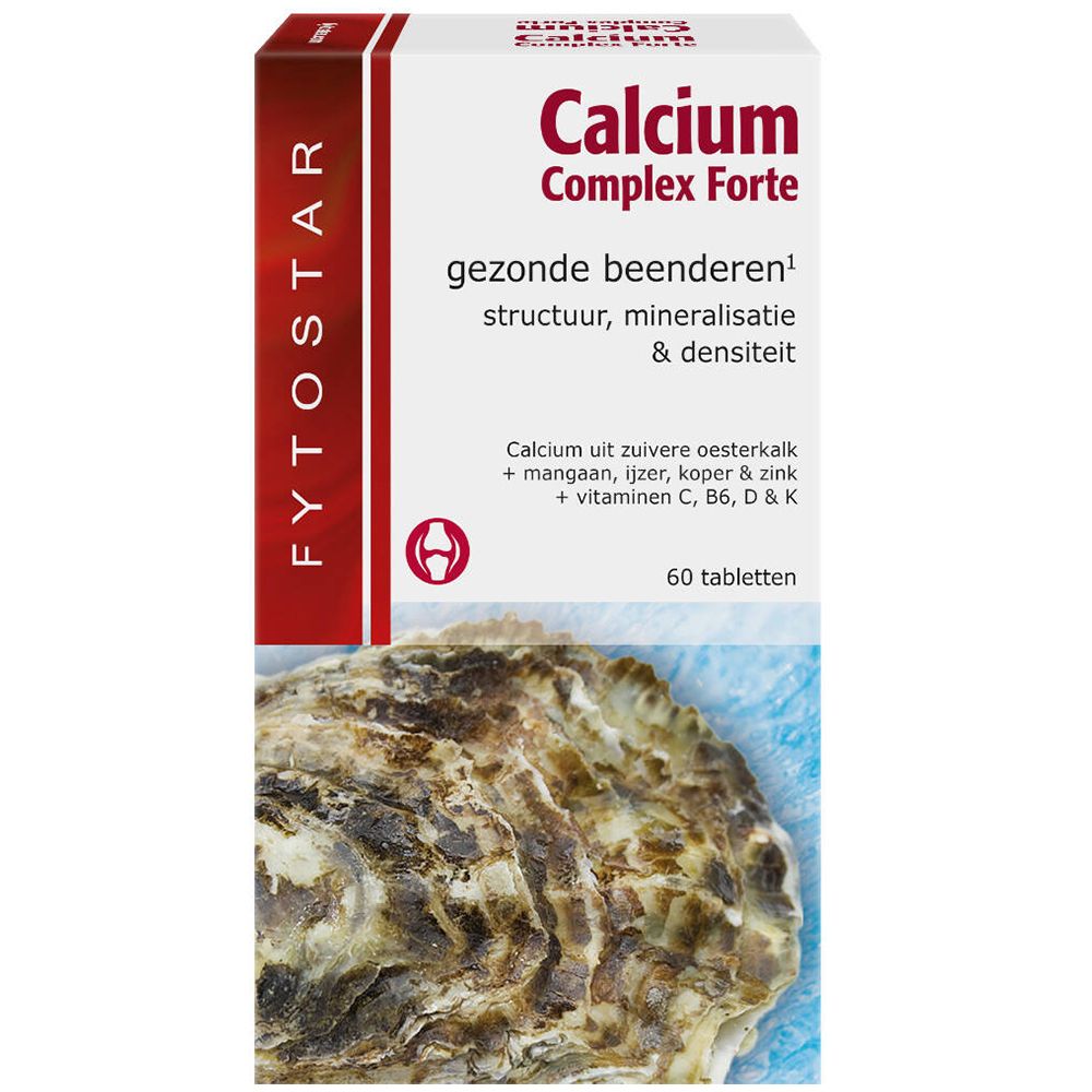 Doos Calcium Complex Forte. Opschrift: gezonde beenderen, structuur, mineralisatie & densiteit. 60 tabletten.
