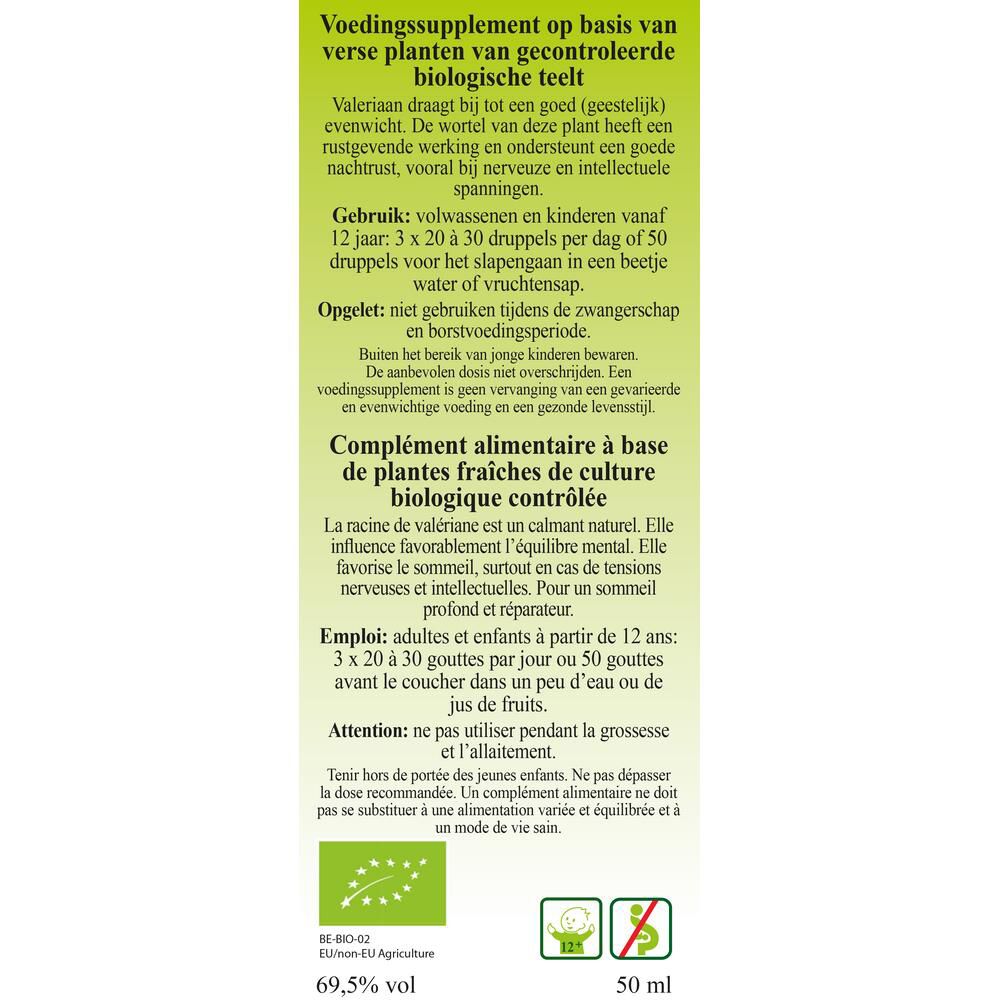 Dos du flacon. Texte en néerlandais et français. Liste des ingrédients et instructions d'utilisation.