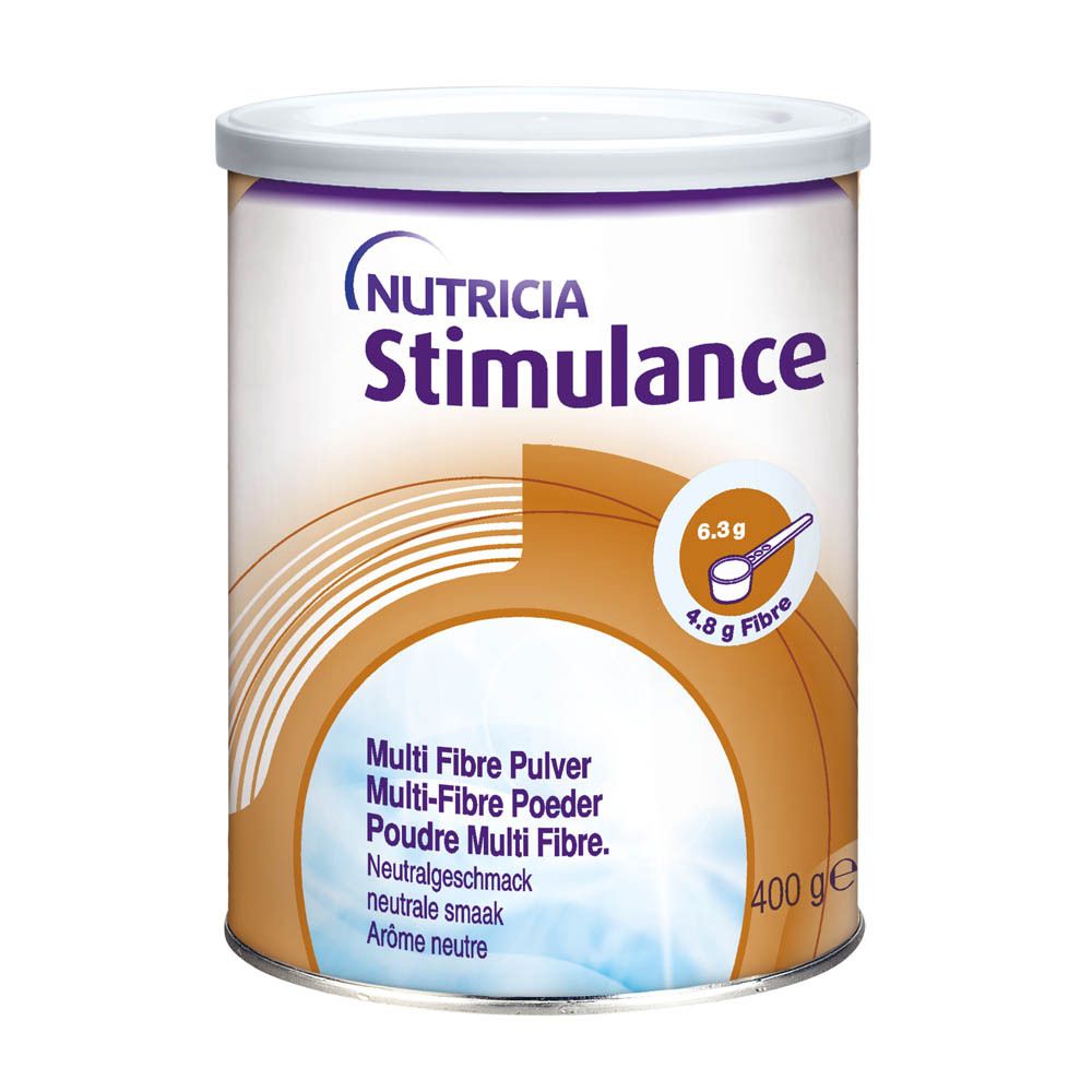 Boîte de Stimulance Multi Fibre Mix de Nutricia. Contient 400g. Avec 6,3g et 4,8g de fibres. Goût neutre.