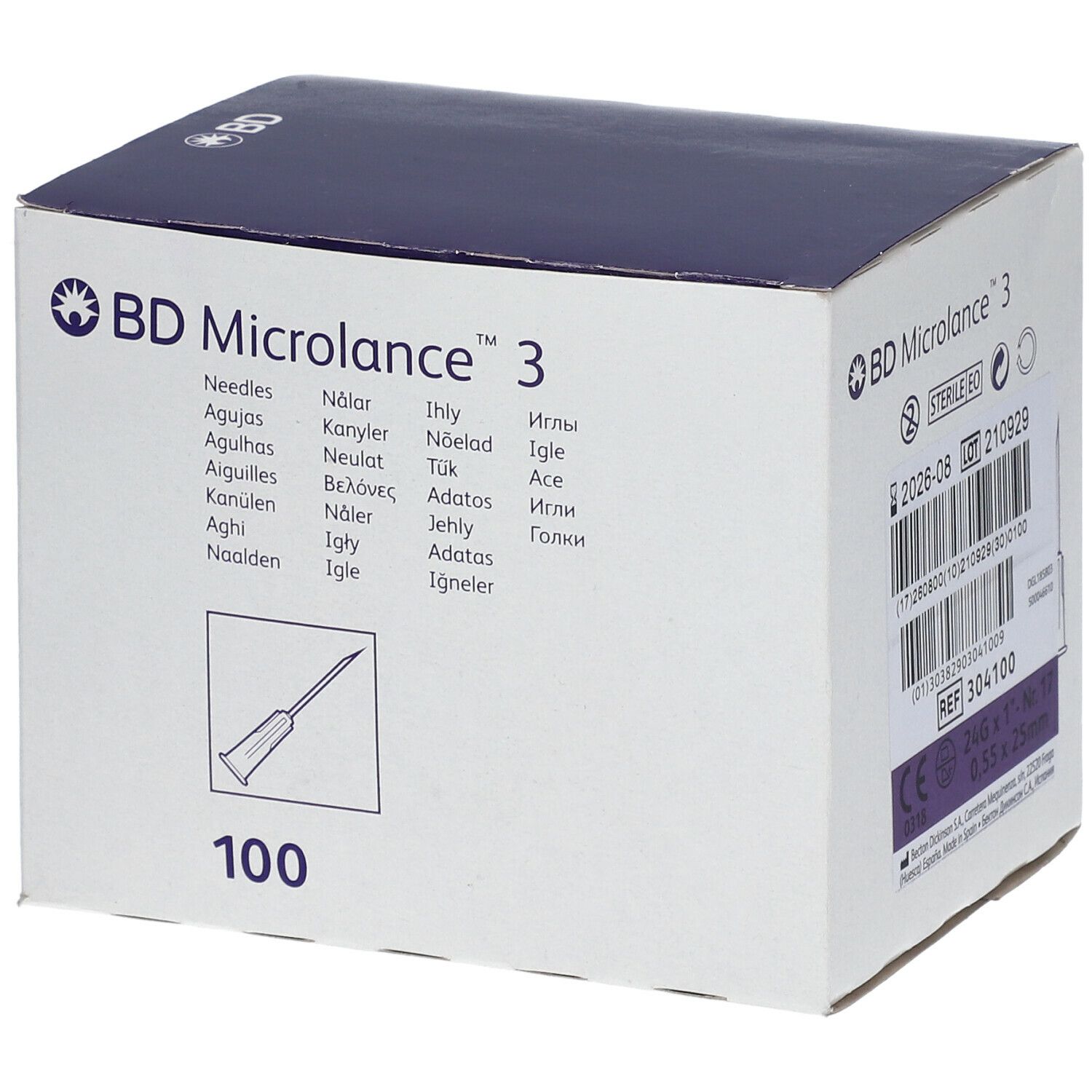 BD Microlance™3 Aiguilles 24G 1 (0,55 x 25 mm) Violet