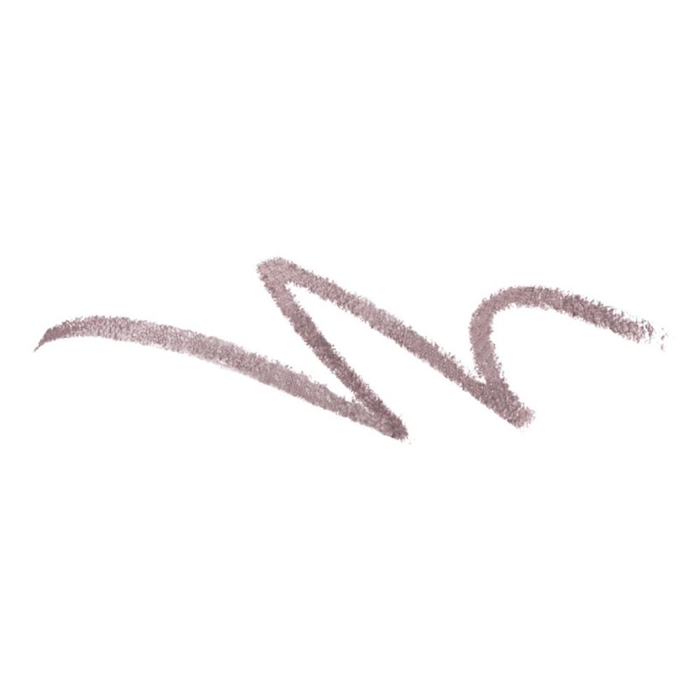Trait gris d'un crayon à sourcils. En forme de vague. Sur fond blanc.