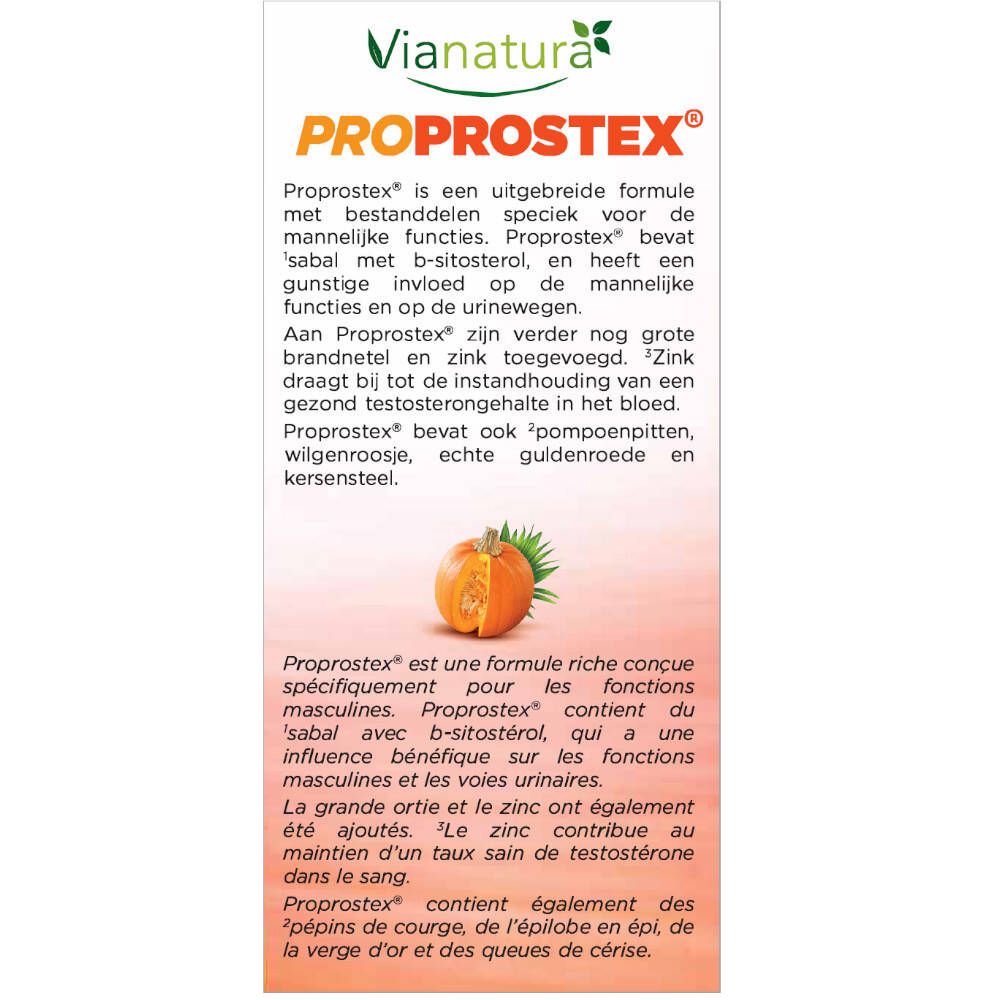 Texte sur fond blanc. Description de la formule Proprostex. Ingrédients et dosage. Texte en français et néerlandais.