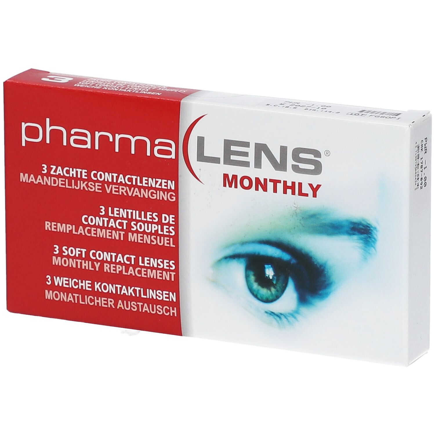 PharmaLens® Lentilles mensuelles sphériques (Dioptrie -1.00)