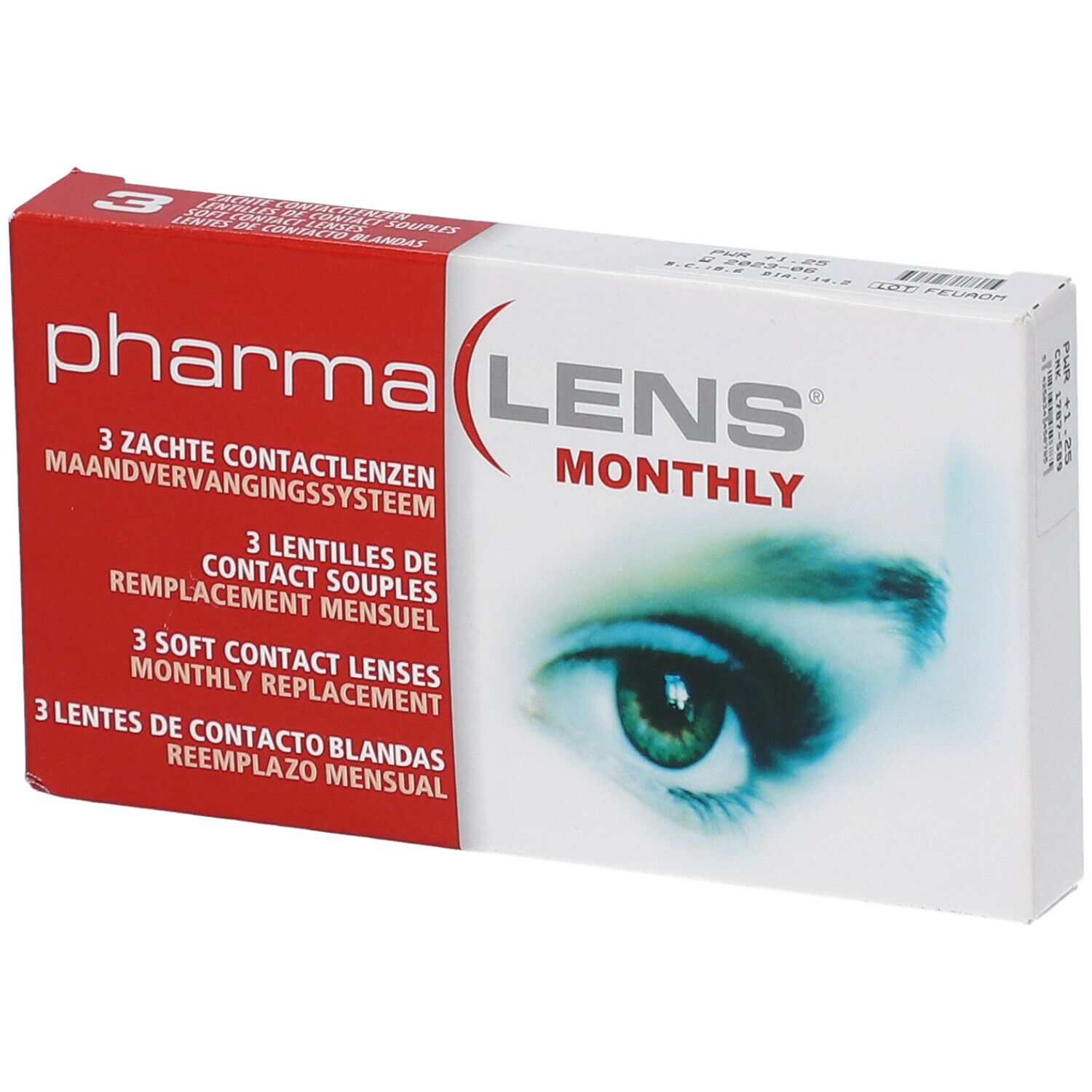 PharmaLens Monthly Lentilles de contact mensuelles +1.25