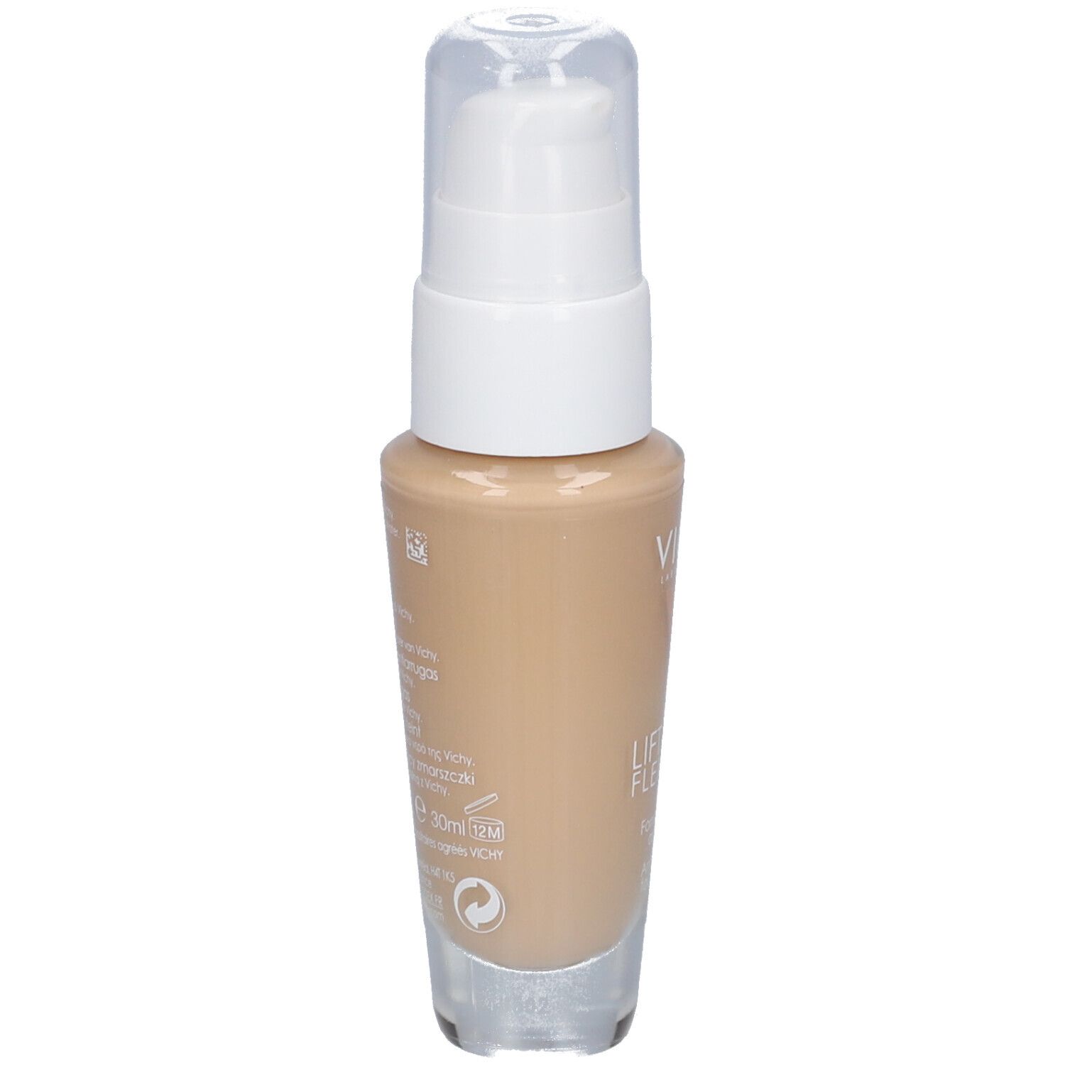 Vichy LIFTACTIV Flexilift Teint 15 Opal. Dos du flacon. Texte et informations.